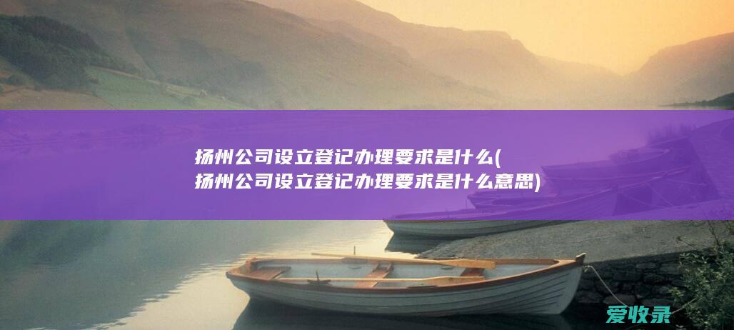 扬州公司设立登记办理要求是什么(扬州公司设立登记办理要求是什么意思)