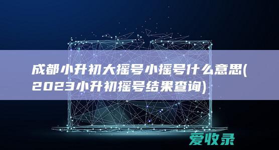 成都小升初大摇号小摇号什么意思(2023小升初摇号结果查询)