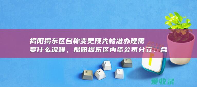 揭阳揭东区名称变更预先核准办理需要什么流程，揭阳揭东区内资公司分立、合并登记办理流程是怎样的