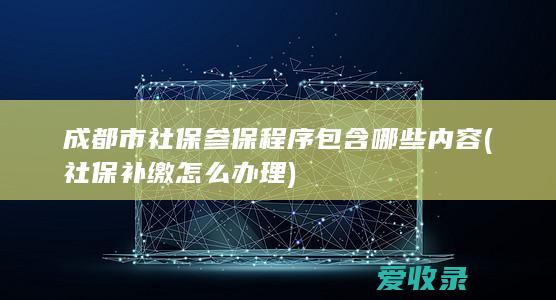 成都市社保参保程序包含哪些内容(社保补缴怎么办理)