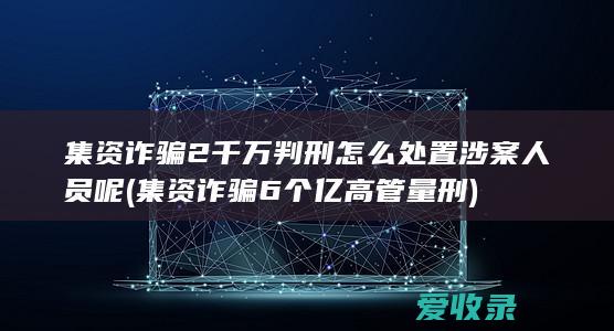 集资诈骗2千万判刑怎么处置涉案人员呢(集资诈骗6个亿高管量刑)