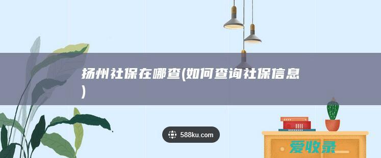 扬州社保在哪查(如何查询社保信息)