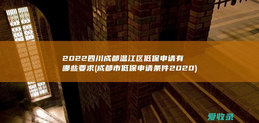 2022四川成都温江区低保申请有哪些要求(成都市低保申请条件2020)