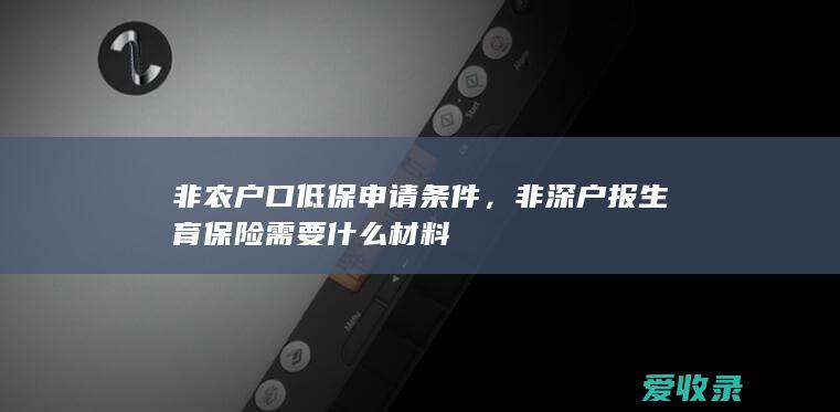 非农户口低保申请条件，非深户报生育保险需要什么材料