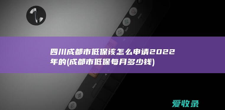 四川成都市低保该怎么申请2022年的(成都市低保每月多少钱)