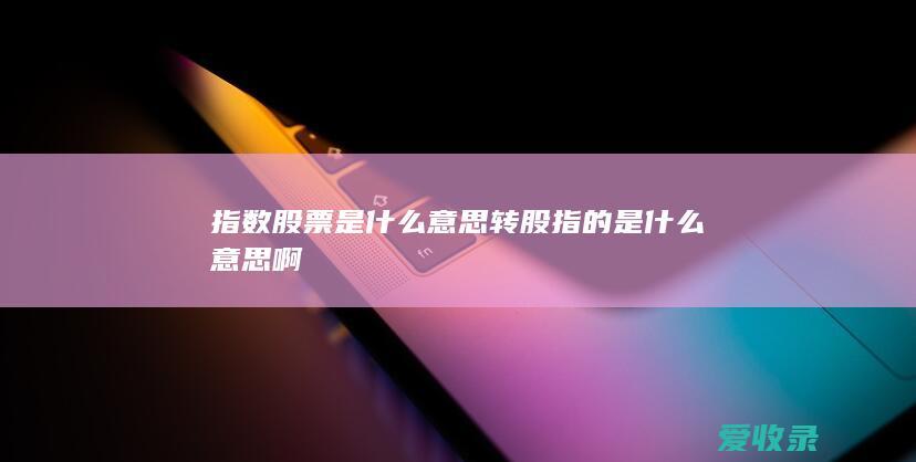 指数股票是什么意思 转股指的是什么意思啊