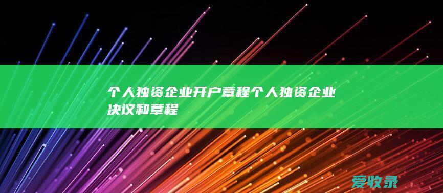 个人独资企业开户章程 个人独资企业决议和章程