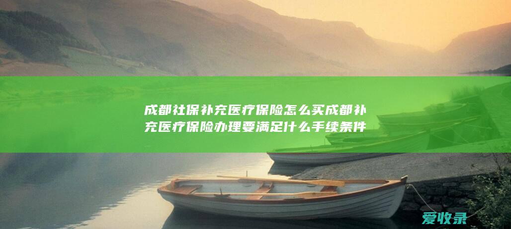 成都社保补充医疗保险怎么买 成都补充医疗保险办理要满足什么手续条件