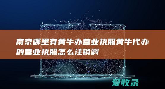 南京哪里有黄牛办营业执照 黄牛代办的营业执照怎么注销啊