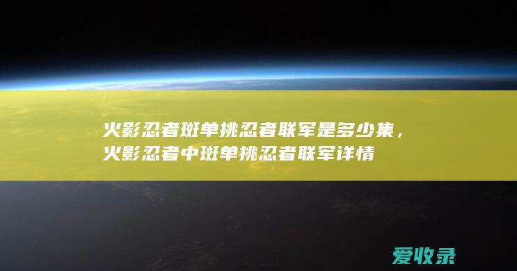 火影忍者斑单挑忍者联军是多少集，火影忍者中斑单挑忍者联军详情