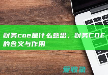 财务coe是什么意思，财务COE的含义与作用