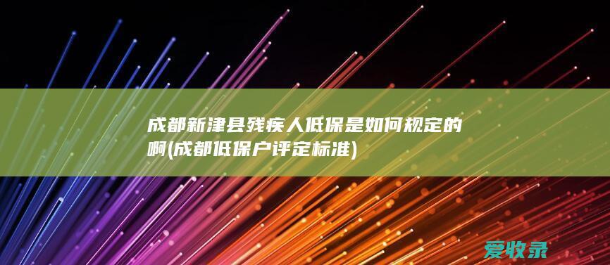 成都新津县残疾人低保是如何规定的啊(成都低保户评定标准)