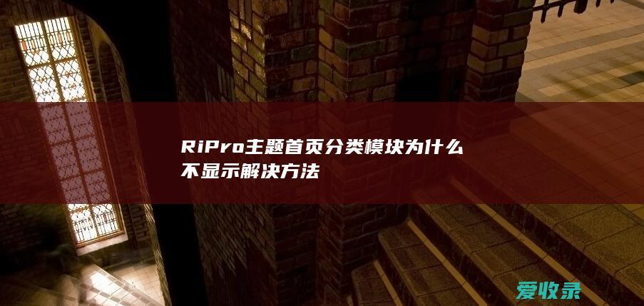 RiPro主题首页分类模块为什么不显示解决方法