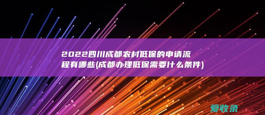 2022四川成都农村低保的申请流程有哪些(成都办理低保需要什么条件)