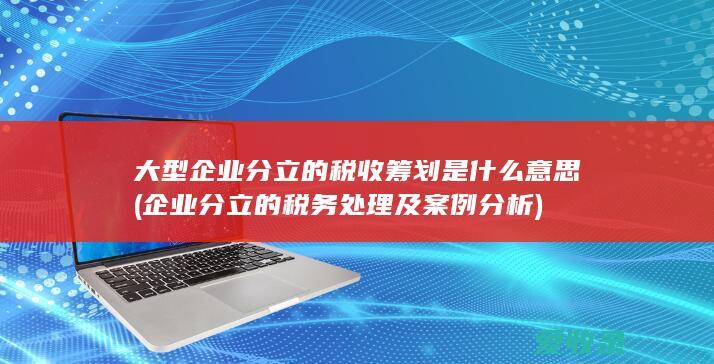 大型企业分立的税收筹划是什么意思(企业分立的税务处理及案例分析)