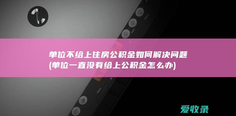 单位不给上住房公积金如何解决问题(单位一直没有给上公积金怎么办)