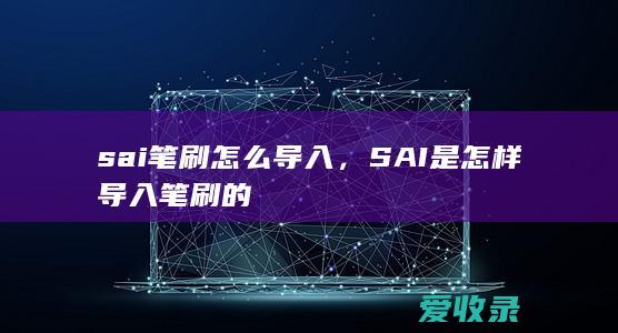 sai笔刷怎么导入，SAI是怎样导入笔刷的