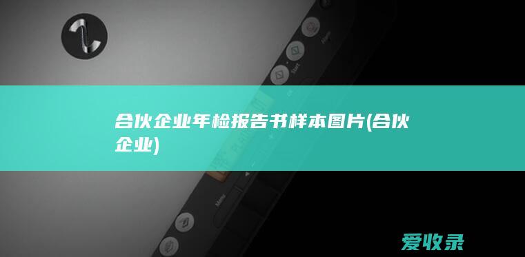 合伙企业年检报告书样本图片(合伙企业)