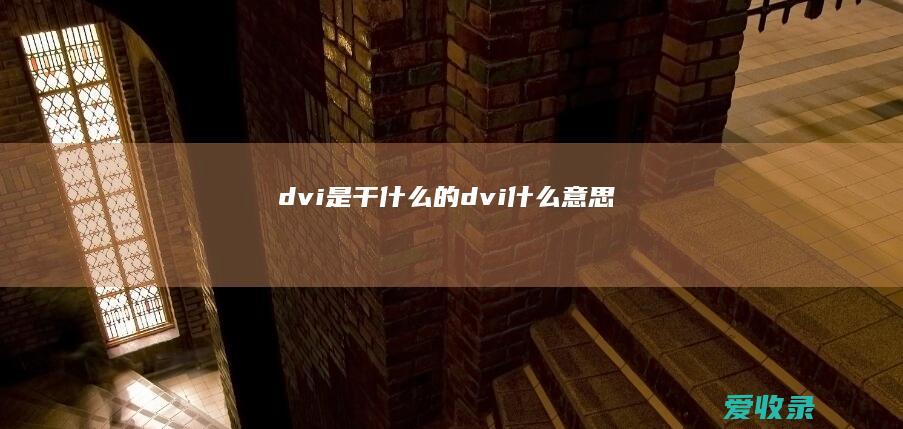 dvi是干什么的 dvi什么意思